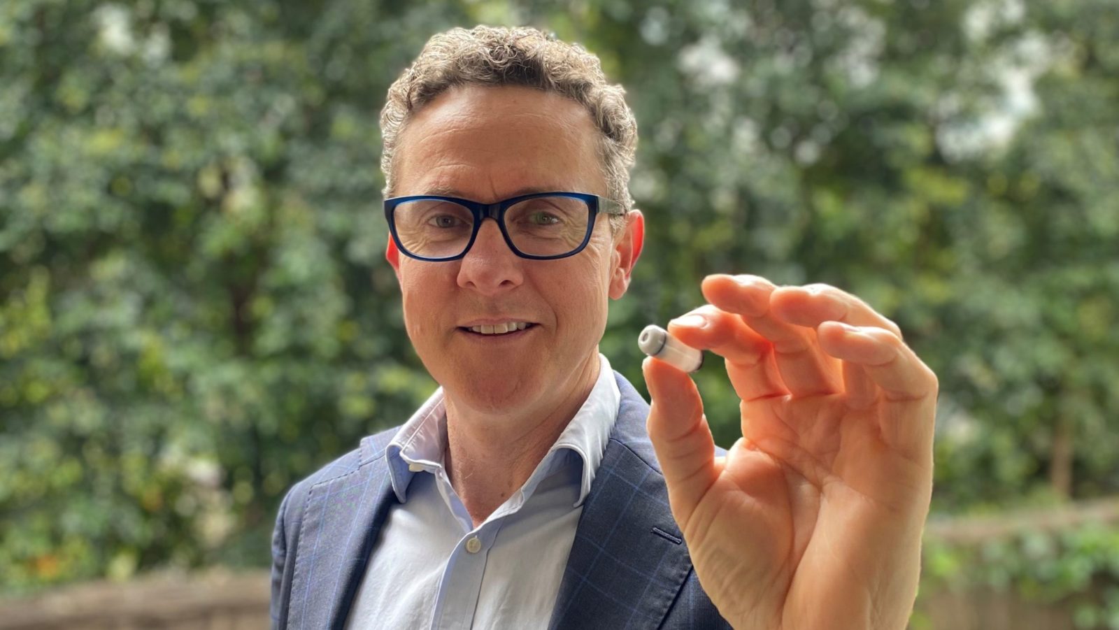 Atmo Biosciences CEO Mal Hebblewhite with gas-sensing capsule